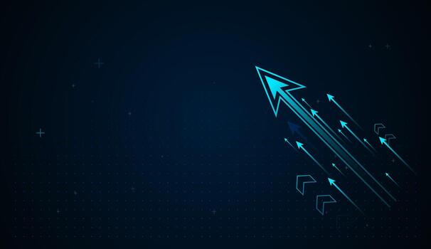 a high-tech upward arrow with neon accents, visually portraying progress, upward analytics, and the rapid evolution of digital systems. illustratio Design vector