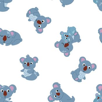Seamless Pattern of Cute Koala Cartoon Characters. Endless patterns for your design vector