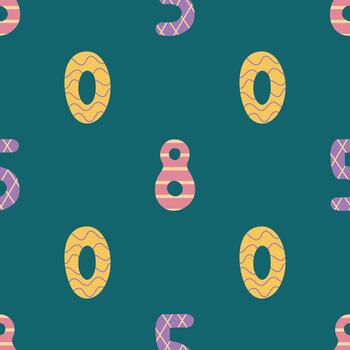 Seamless Pattern of Numbers on Teal Background. Endless textures for your design vector