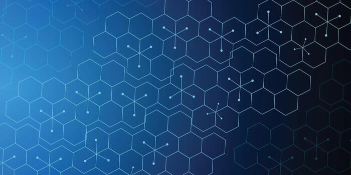 Blue Digital Hexagon Background with Modern Tech Pattern.Ideal for technology designs, data networks, innovation, and futuristic concepts. vector