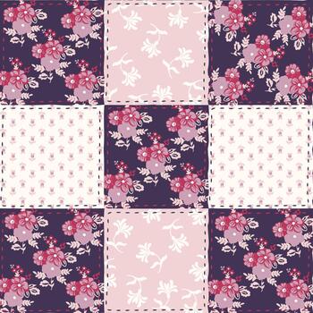 Patchwork pattern with floral ornaments. vector