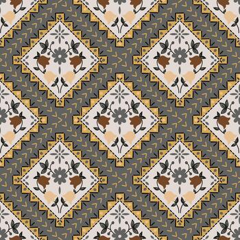 labor de retazos modelo con decorativo flores diseño. vector