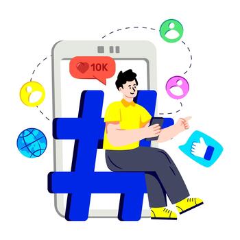 Editable illustration design of mobile hashtag vector