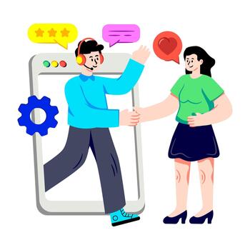 A colored design illustration of customer service representative vector