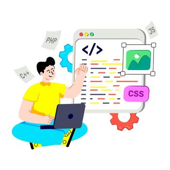 A colored design illustration of web coding vector