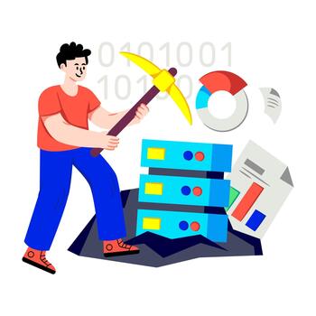 An illustration design of server mining vector