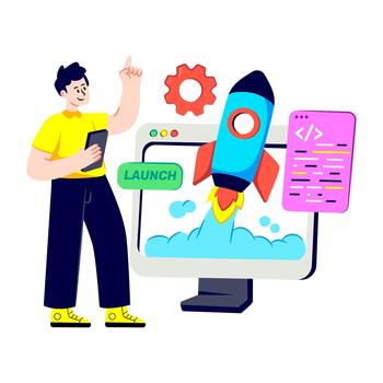 Conceptual design illustration of website launch vector