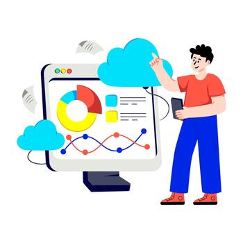 An illustration design of cloud data analyst vector