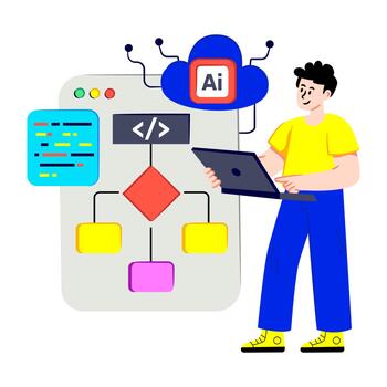 único diseño ilustración de ai nube codificación vector