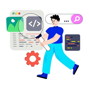 Trendy design illustration of programming analysis vector