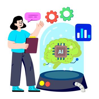 Conceptual flat design icon of ai learning vector
