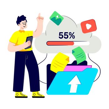 Modern design illustration of cloud data downloading vector