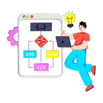 Conceptual flat design illustration of program algorithm vector