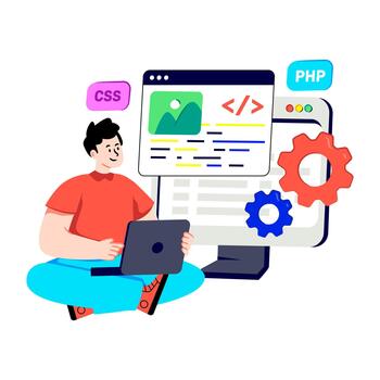 un plano diseño ilustración de web programador vector