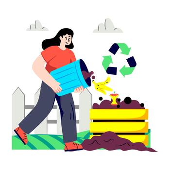 Conceptual flat design illustration of composting vector