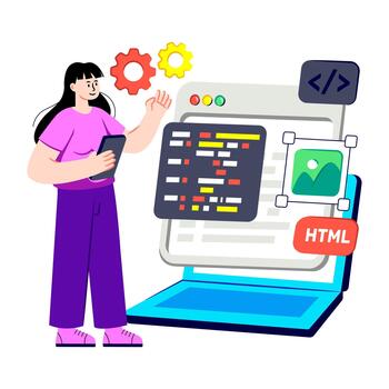 un plano diseño ilustración de html codificación vector