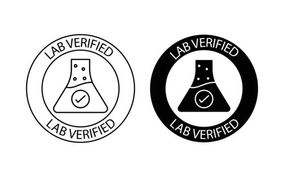 Lab Verified Icons Set. Circular Seals with Check Marks Design. Lab Verified tested label, logo, badge, icon, sticker, symbol. Lab Verified label for product packaging design. vector
