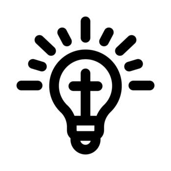 Light bulb with cross icon. Modern line icon design with professional minimal styling crafted for medical ideas, healthcare, innovation, and solution concepts vector