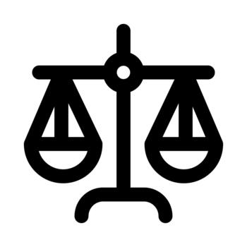 Justice scale icon. Modern line icon design with professional minimal styling crafted for fairness, law, equality, legal system, and judgement concepts vector