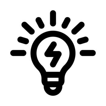 Lightbulb with lightning bolt icon. Modern line icon design with professional minimal styling crafted for energy, innovation, electricity, and ideas concepts vector