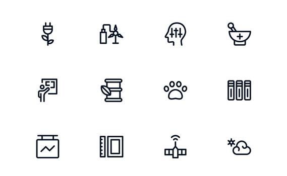 Functional Science Icon Library enabling Lab Dashboards, Experiment Apps, and Research Platforms vector