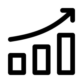 Growth chart upward progress icon. Modern line icon design with professional minimal styling crafted for analytics, metrics, trends and digital business performance vector