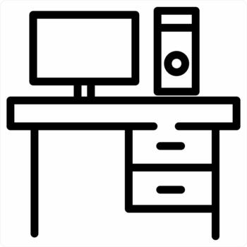 Computer Desk icon in black color vector