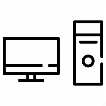 Computer System icon concept in black line color vector