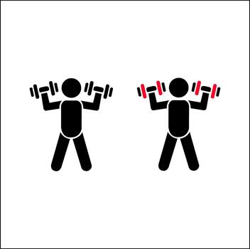 Two figures lifting dumbbells in a distinctive silhouette style vector