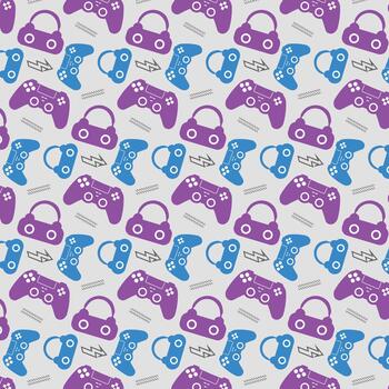 A pattern with game controllers and other items vector
