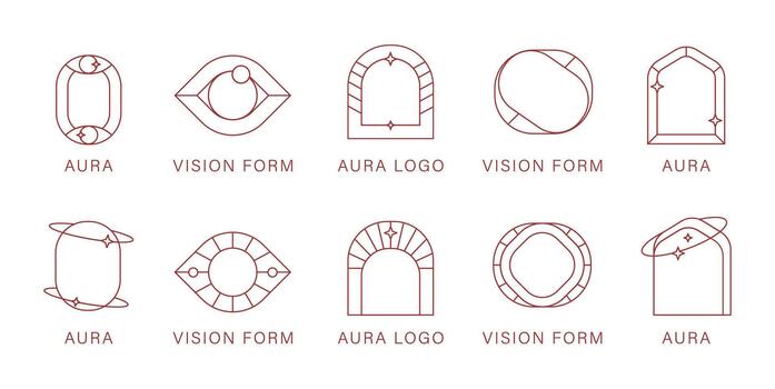 Abstract Aura is a minimalist symbol set. Logo elements with featuring modern linear shapes vector