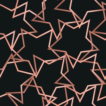 abstract pattern with stars with copper-pink texture chaotically on a black background, for holiday posters, abstract backgrounds or other printing vector