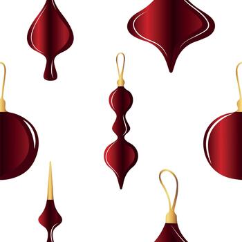 pattern with Christmas tree toys of different sizes and shapes with a beautiful red gradient, for holiday printing, applications or textiles vector