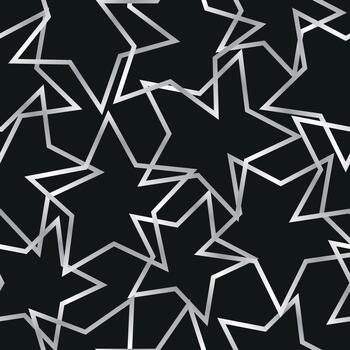 seamless pattern with stars with a silver texture chaotically on a black background, for holiday posters, abstract backgrounds or other printing vector