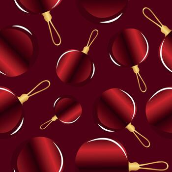 pattern with Christmas tree toys, namely Christmas balls with a beautiful red gradient with a gold tail on a red background, for holiday printing, applications or textiles vector