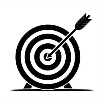 Archery target on stand with arrow in bullseye vector