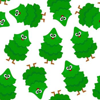 sin costura modelo de sonriente Navidad árbol caracteres en un blanco antecedentes vector