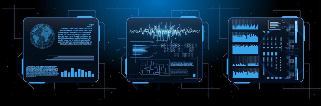 digital datos visualización vitrinas global información y analítica en un futurista diseño vector