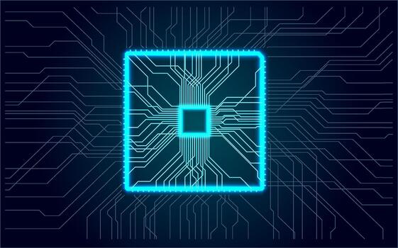 Futuristic microchip glowing design vector