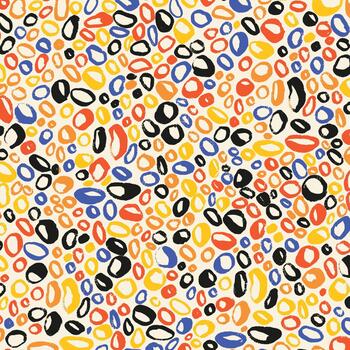 vistoso resumen garabatear puntos modelo con grunge textura. mano dibujado grunge círculos con áspero cepillo textura y juguetón resumen formas vibrante artístico manchas, retro dispersado lugares Perfecto para vector