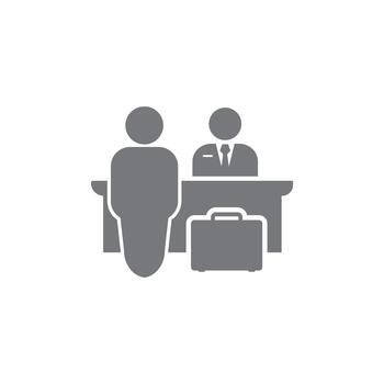 plano diseño íconos de recepcionista, registrarse y verificar oficiales vector