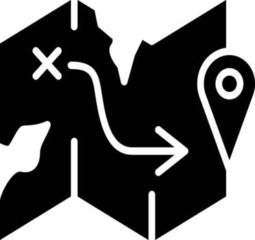 Tactical map icon with GPS pins, perfect for conveying themes of wilderness survival, coordinated operations, and route finding vector