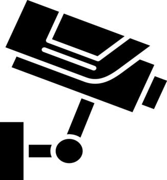 CCTV camera icon symbolizes vigilance, espionage technology, and controlled access points. vector