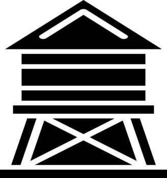 An outpost structure used for guarding emphasizes themes of security, restrictions, and military installations. vector