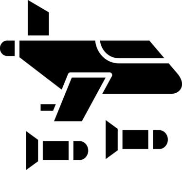 An attack aircraft with autonomous targeting missiles or rockets traveling toward an enemy or target in the air force's. vector