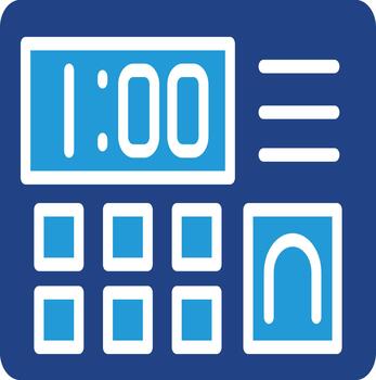 bomb timer, remote control panel, or security system interface, used to depict technological precision. vector