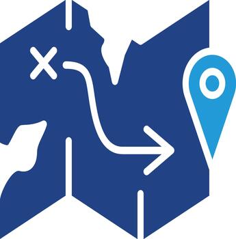 path from the current location marker to the target area, emphasizing the concepts of military intelligence, exploration, and reconnaissance. vector