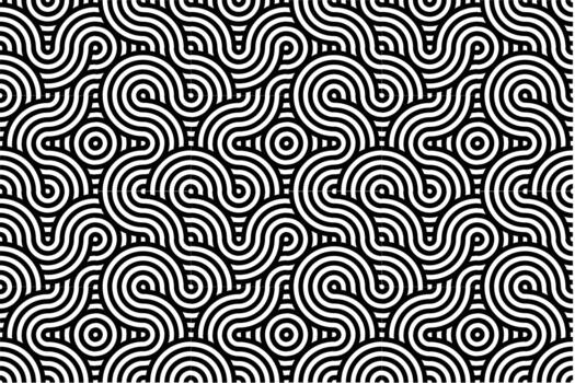 Mesmerizing Abstract Seamless Pattern with Interlocking Black and White Curved Lines for Modern Graphic Design Projects vector