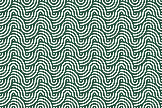 Seamless geometric pattern with elegant interlocking green arcs creating a serene and modern visual texture vector