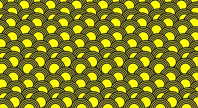 Vibrant Yellow Abstract Wave Pattern Background with Repeating Semicircular Scales Graphic Design vector